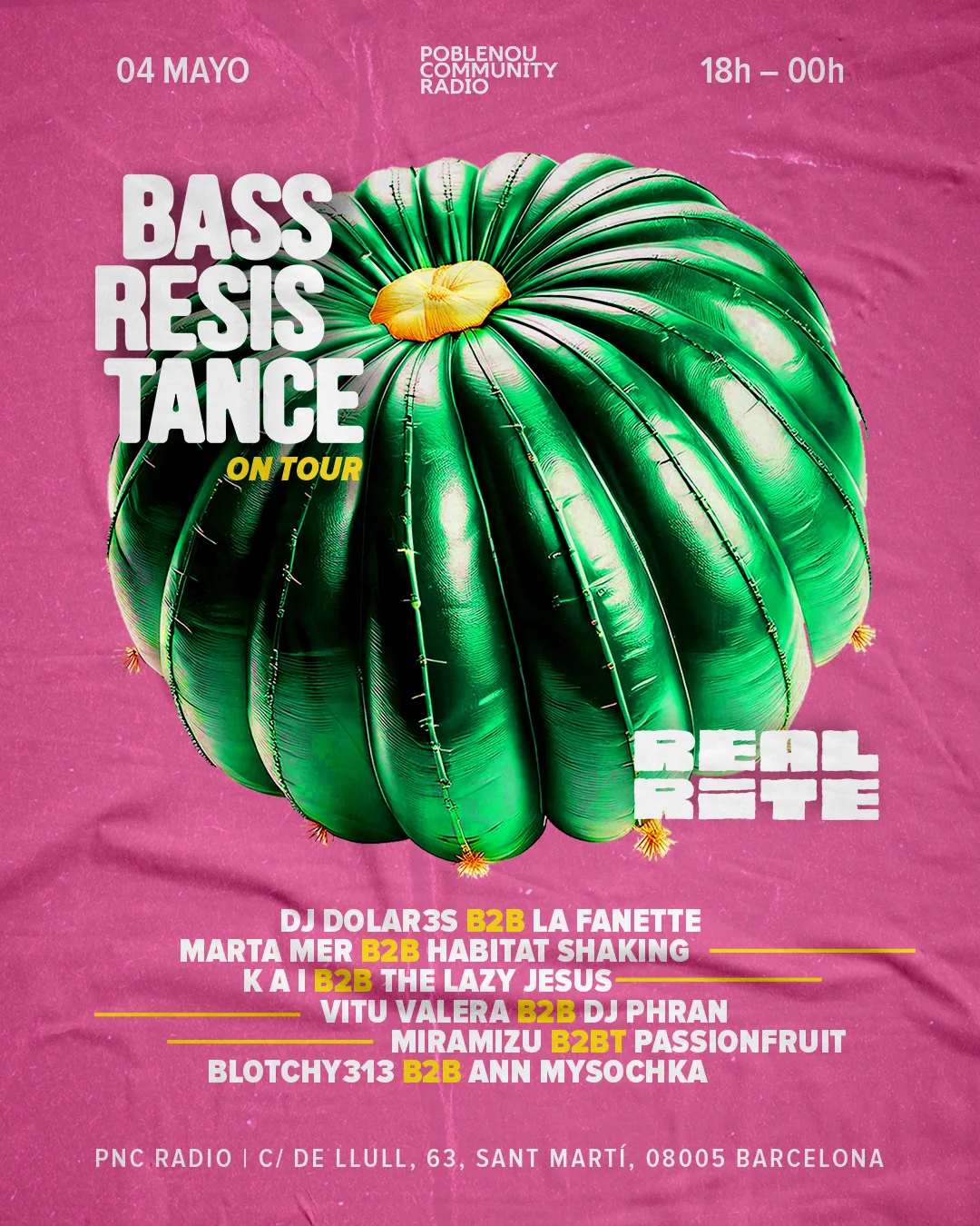 Bass Resistance event poster — Tour Barcelona